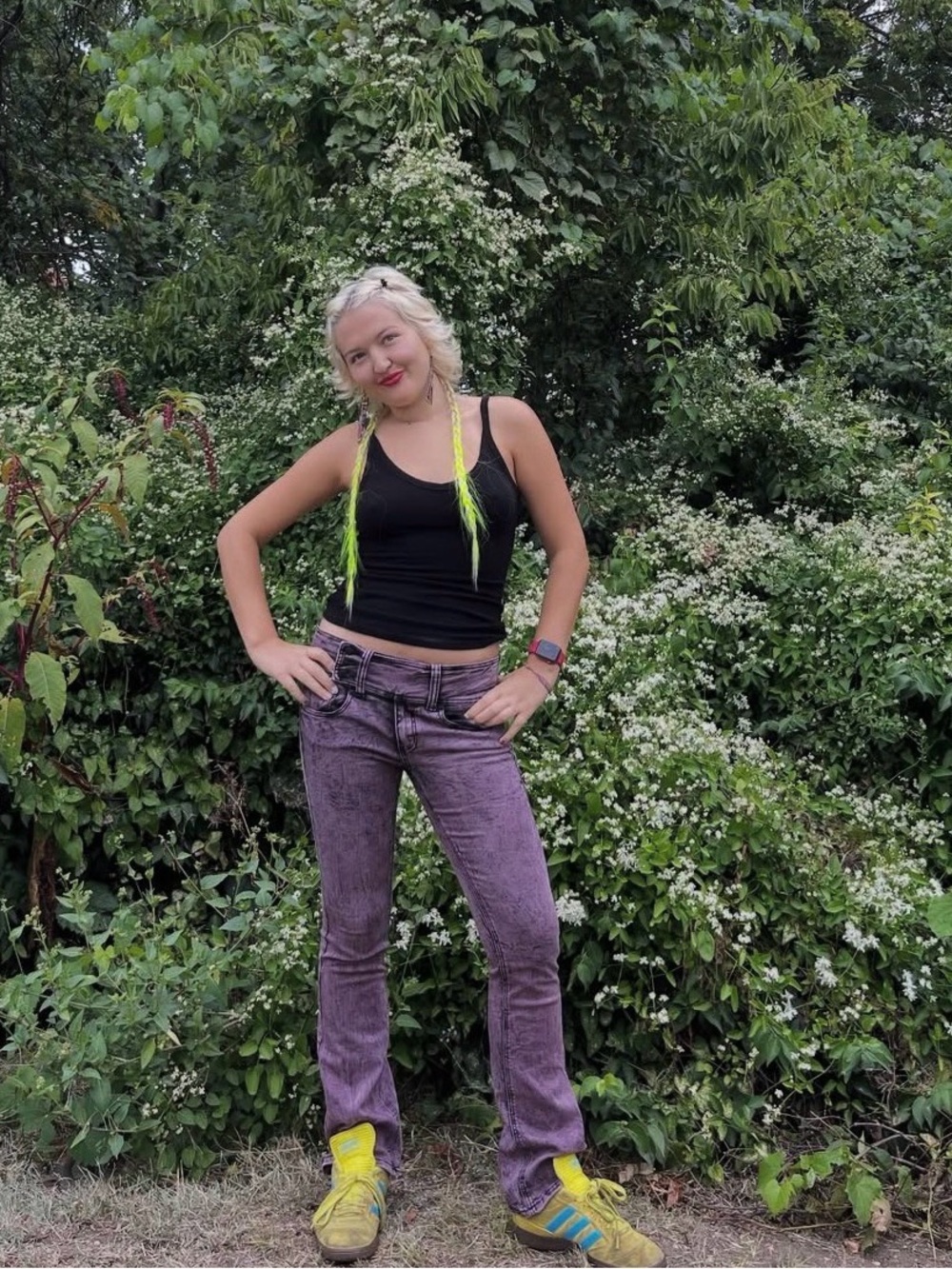 Women's Washed Purple Skinny flare Jeans - Picture 4 of 4